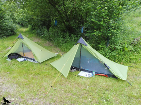 Nos deux tentes au 2è bivouac, juin 2024