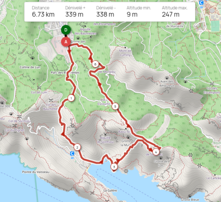 Sormiou - parcours, janv. 2026