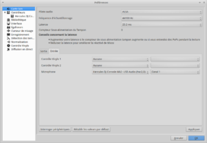 Screenshot du panneau de configuration pour le micro