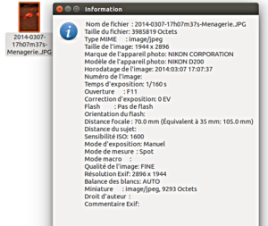 screeshot du résultat d'un clic droit sur Nautilus