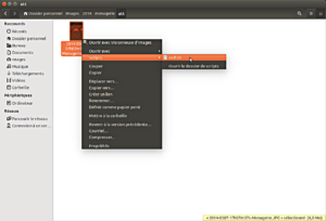 Screenshot d'un clique droit sur Nautilus.