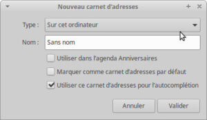 Choix type carnet d’adresses