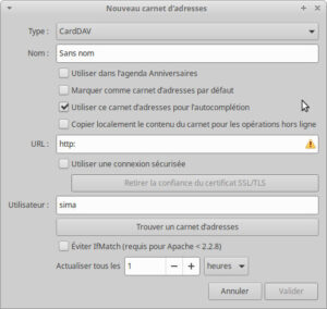 Configuration CardDAV