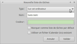 Choix type liste de tâches