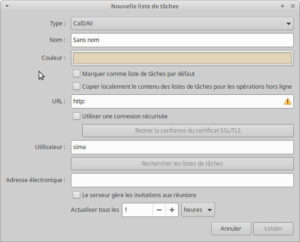 Configuration CalDAV tâches