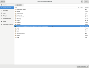 Fenêtre de sélection de fichier d'extension VirtualBox : le fichier Oracle_VM_VirtualBox_Extension_Pack-5.2.22-119230.vbox-extpack est sélectionné dans le dossier Téléchargements.