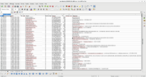 Capture d'écran d'un fichier CSV nommé "namebench_2018-01-02_1814.csv" ouvert dans LibreOffice Calc, affichant des données de tests DNS.